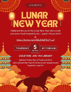 Lunar New Celebration 2/5 at 11AM in Library
